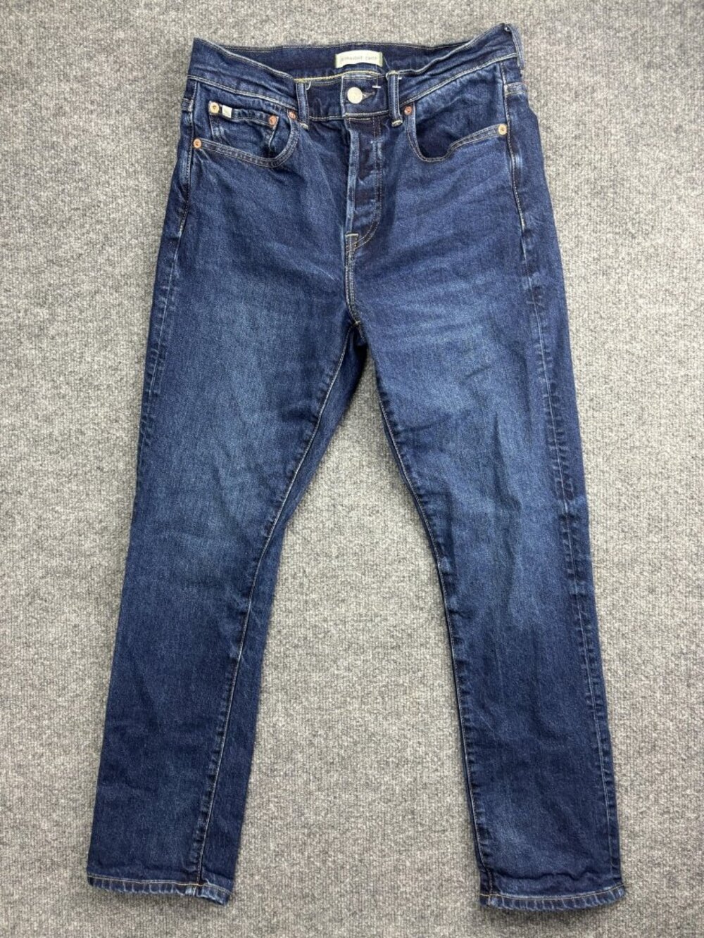 AE77 Straight Crop Jeans‎ Womens 4 Blue Wash Mid Rise Stretch 28x26 Button Fly